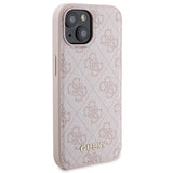 Guess 4G Metal Logo-kasset til iPhone 15 + 5000mAh MagSafe powerbank - pink
