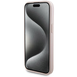 Guess 4G Metal Logo-kasset til iPhone 15 + 5000mAh MagSafe powerbank - pink