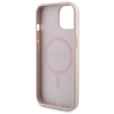 Guess 4G Metal Logo-kasset til iPhone 15 + 5000mAh MagSafe powerbank - pink