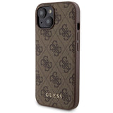 Guess 4G Metal Logo case set for iPhone 15 + 5000mAh MagSafe power bank - brown