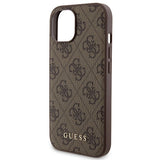 Guess 4G Metal Logo case set for iPhone 15 + 5000mAh MagSafe power bank - brown