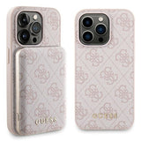 Guess 4G Metal Logo-kasset til iPhone 15 Pro Max + 5000mAh MagSafe powerbank - pink