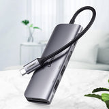 Ugreen CM195 6in1 adapter USB-C - HDMI / 2x USB-A 3.0 / USB-C PD / SD / TF-læser - grå