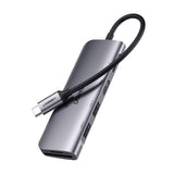Ugreen CM195 6in1 adapter USB-C - HDMI / 2x USB-A 3.0 / USB-C PD / SD / TF-læser - grå