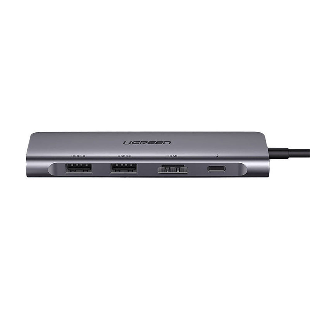 Ugreen CM195 6in1 adapter USB-C - HDMI / 2x USB-A 3.0 / USB-C PD / SD / TF-læser - grå