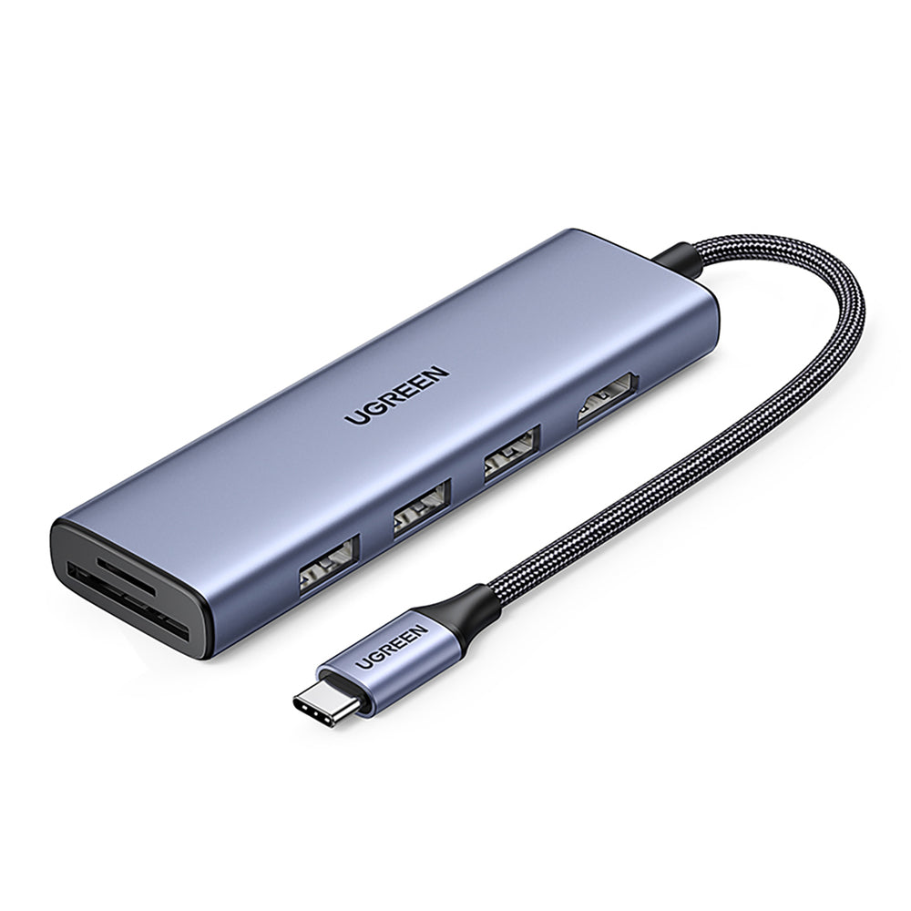 HUB Ugreen CM511 20956A 6in1 USB-C - HDMI / 3x USB-A 3.0 / SD/TF-kortlæser - grå