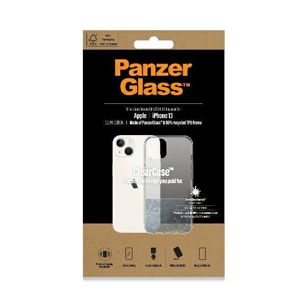 PanzerGlass ClearCase antibakteriel beholder med Military Grade certifikat til iPhone 13 / 14 / 15 - gennemsigtig