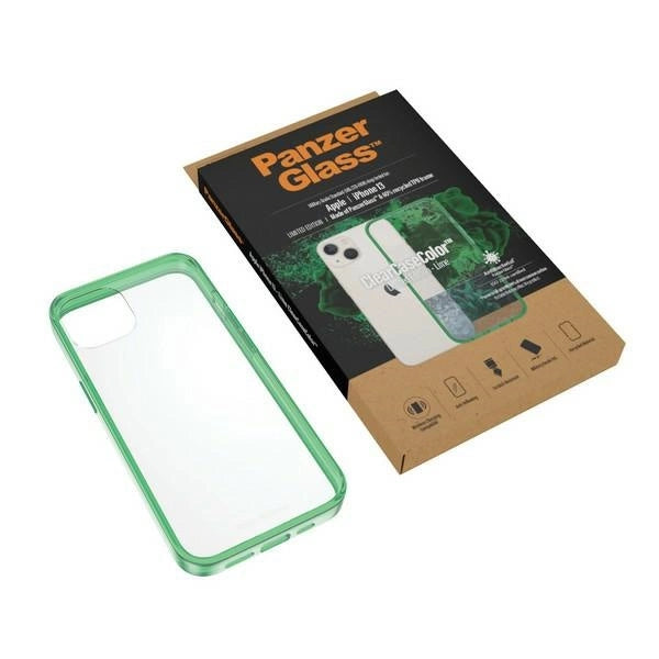 PanzerGlass ClearCase antibakteriel beholder med Military Grade certifikat til iPhone 13 / 14 / 15 - gennemsigtig grøn