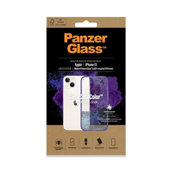 PanzerGlass ClearCase antibakteriel beholder med Military Grade certifikat til iPhone 13 / 14 / 15 - gennemsigtig lilla