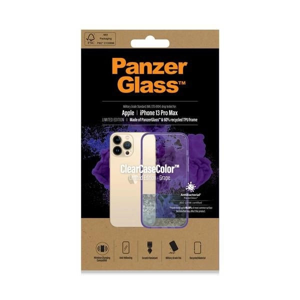 PanzerGlass ClearCase antibakteriel Military Grade certificeret sag til iPhone 13 Pro Max - gennemsigtig lilla