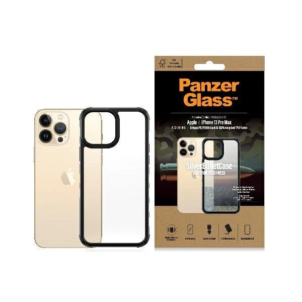 PanzerGlass ClearCase antibakteriel Military Grade certificeret sag til iPhone 13 Pro Max - gennemsigtig og sort