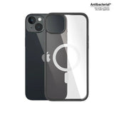 PanzerGlass ClearCase med MagSafe antibakteriel for iPhone 14 Plus / 15 Plus - gennemsigtig og sort