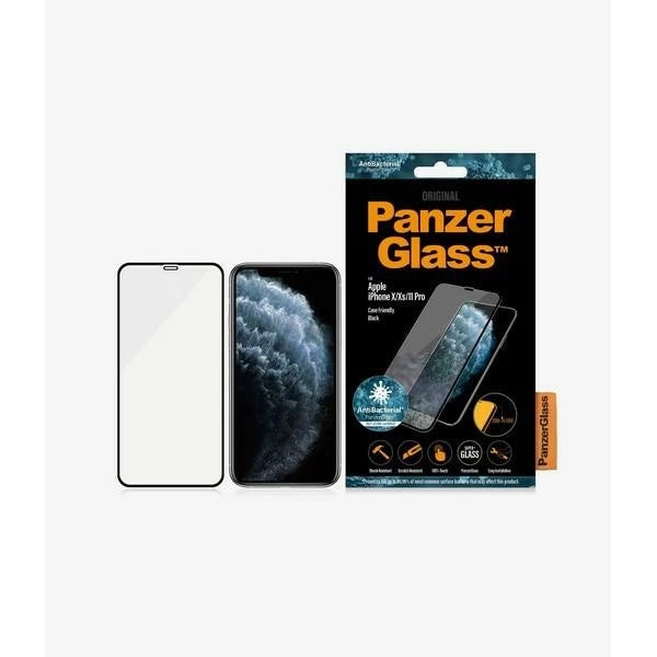 PanzerGlass E2E Super + hærdet glas til iPhone X / XS / 11 Pro - med sort ramme