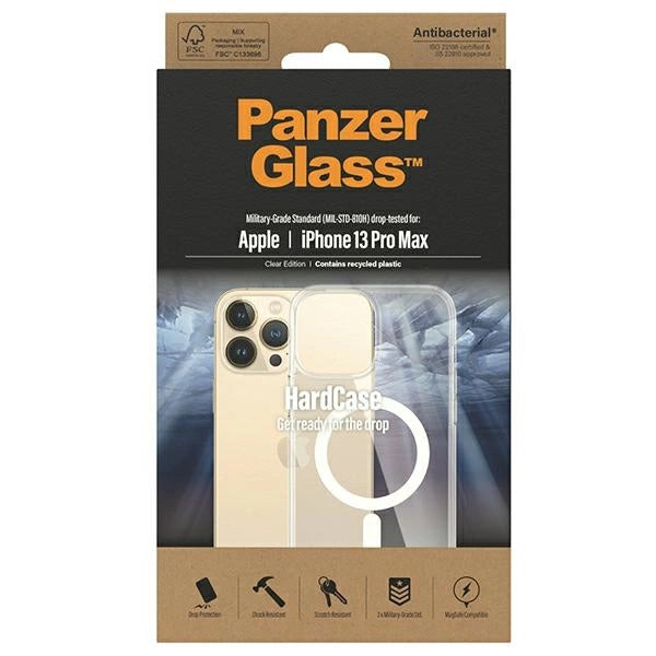 PanzerGlass HardCase med MagSafe Antibacterial Military Grade Certified Case til iPhone 13 Pro Max - Transparent