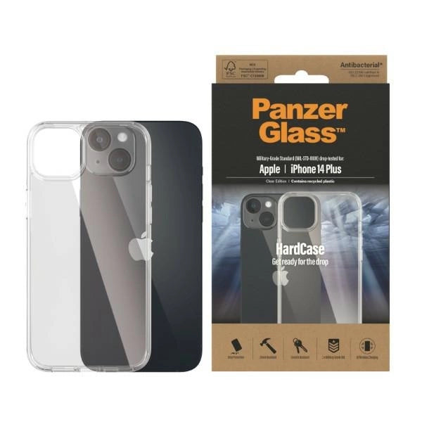 PanzerGlass HardCase Antibakteriel Military Grade Certified Case til iPhone 14 Plus / 15 Plus - Gennemsigtig