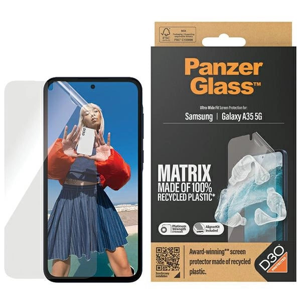 PanzerGlass Matrix Ultra-Wide Fit folie med positioner til Samsung Galaxy A35 5G