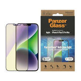 PanzerGlass Ultra-Wide Fit antibakterielt tempereret glas med blå lysfilter og positioner til iPhone 14 Plus / 13 Pro Max