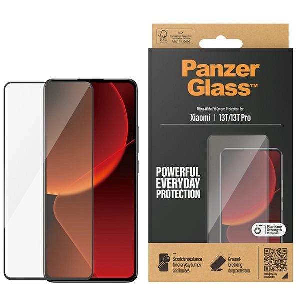 PanzerGlass Ultra-Wide Fit antibakterielt hærdet glas til Xiaomi 13T / 13T Pro - med sort ramme