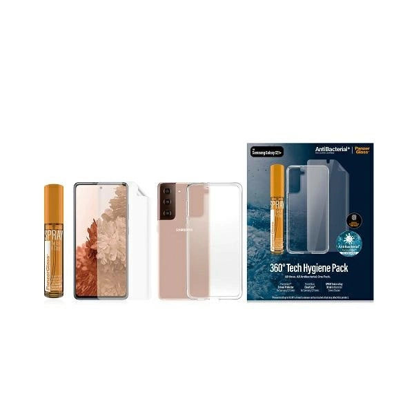 PanzerGlass beskyttelsessæt til Samsung Galaxy S21+ TPU folie + ClearCase + rengøringsvæske 30 ml