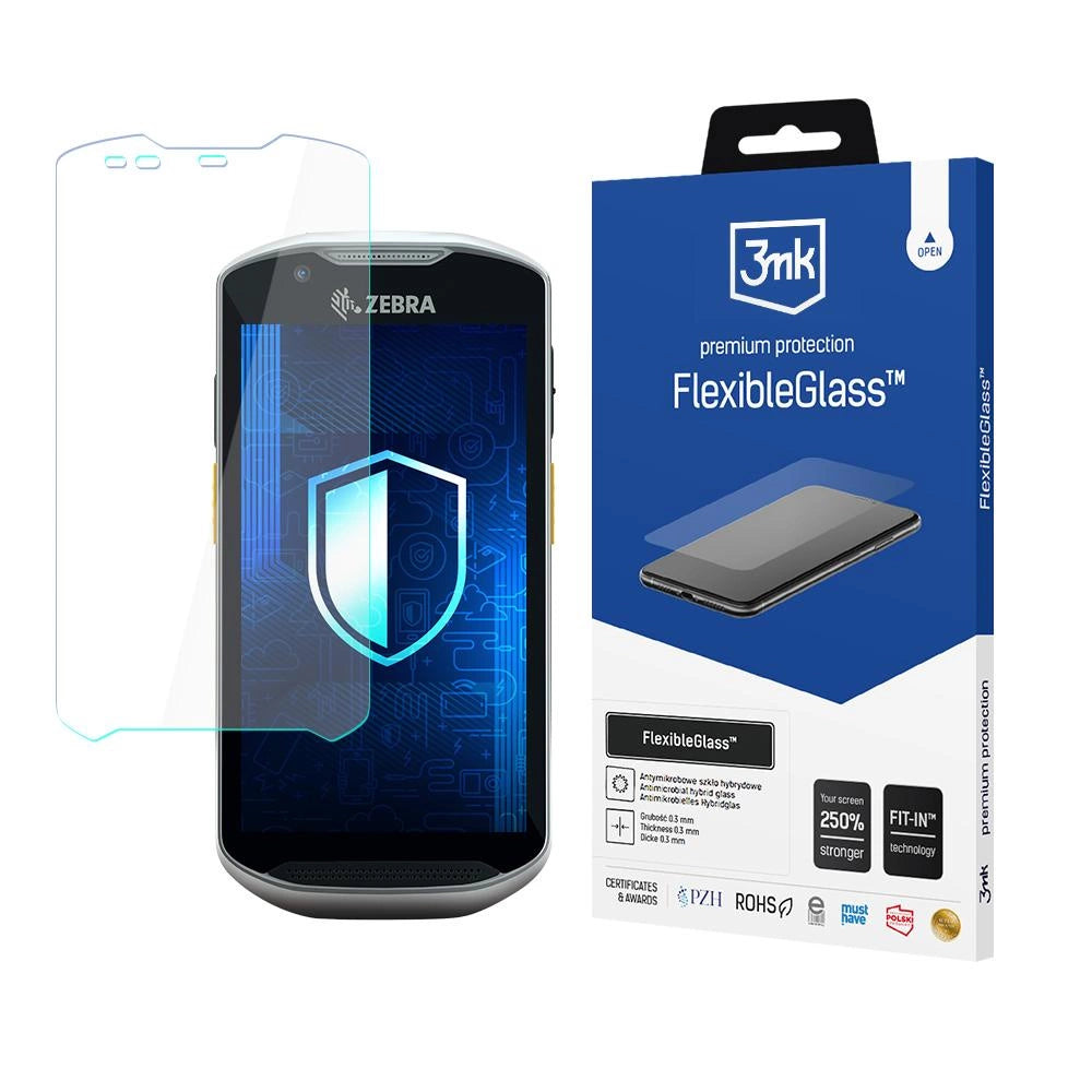 Hybridglas 3mk FlexibleGlassTM på Zebra TC57