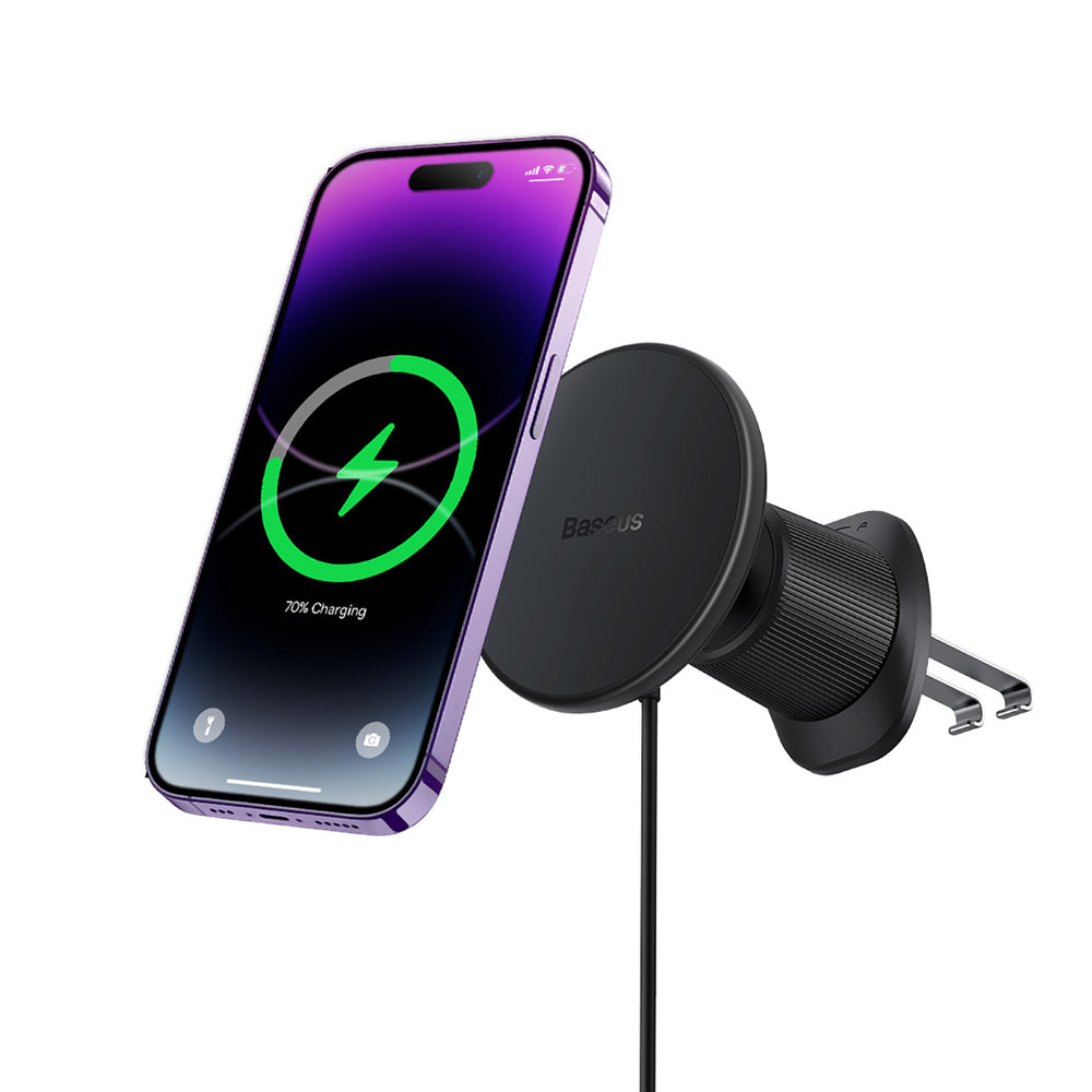 Baseus CW01 bilholder til iPhone med 15W induktiv oplader til luftventil - sort