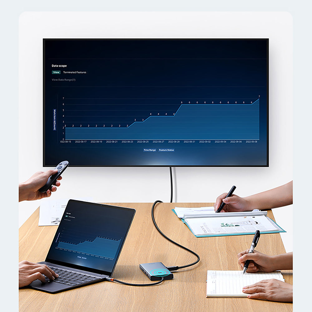 HUB Baseus PortalJoy Series 13in1 USB-C - 2x HDMI / DP / VGA / USB-A 3.1 / USB-C 3.1 / USB-A 2.0 / PD / RJ45 / SD / TF / AUX - gray