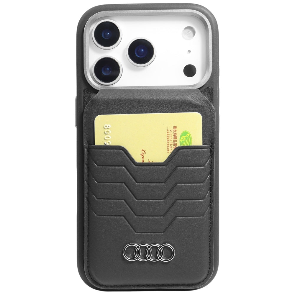 Audi Leather Wallet Card MagSafe magnetic with stand - black