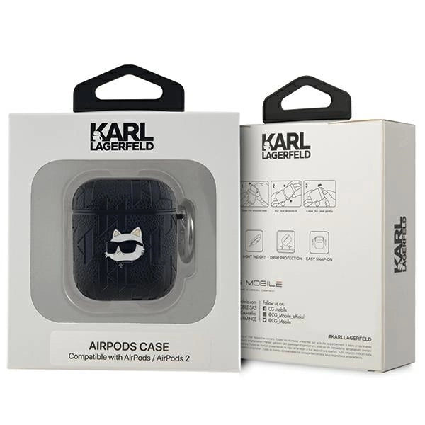Karl Lagerfeld Monogram Choupette Head case for AirPods 1 / 2 - black