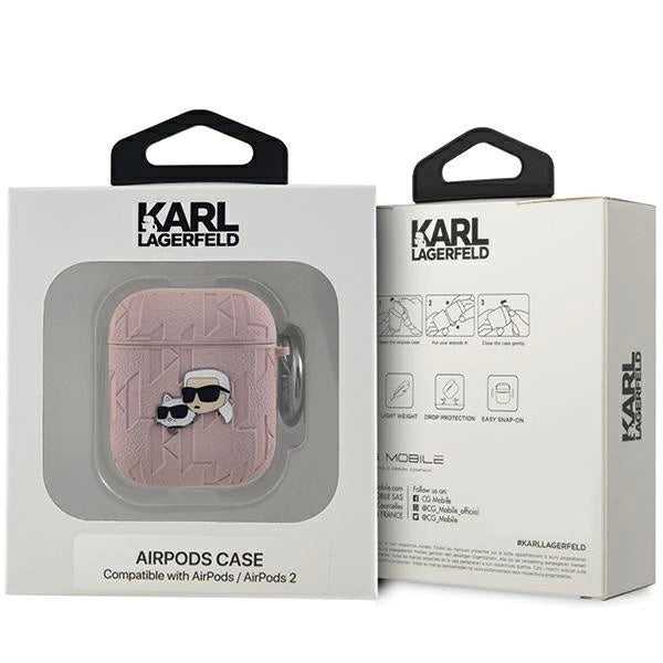 Karl Lagerfeld Monogram Karl & Choupette Head case for AirPods 1 / 2 - pink