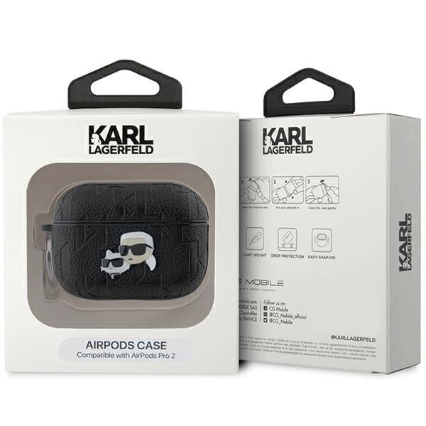 Karl Lagerfeld Monogram Karl & Choupette Head Case for AirPods Pro 2 - Black