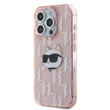 Karl Lagerfeld IML Choupette Head & Monogram case for iPhone 15 Pro Max - pink