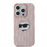 Karl Lagerfeld IML Choupette Head & Monogram case for iPhone 15 Pro Max - pink