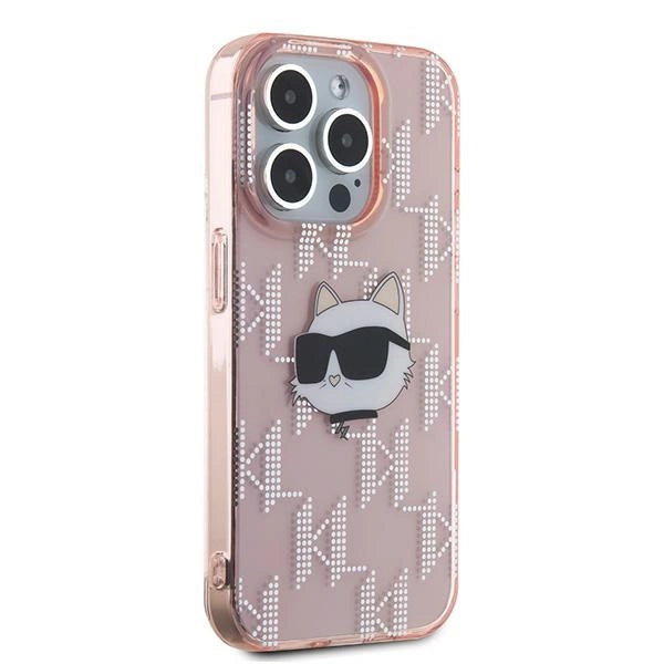 Karl Lagerfeld IML Choupette Head & Monogram case for iPhone 15 Pro Max - pink