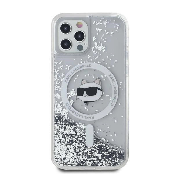 Karl Lagerfeld Liquid Glitter Choupette Head MagSafe Case for iPhone 12 / 12 Pro - Transparent