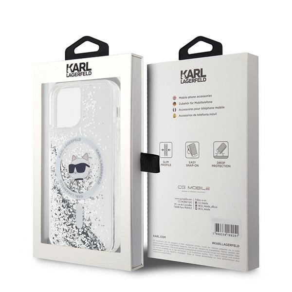 Karl Lagerfeld Liquid Glitter Choupette Head MagSafe Case for iPhone 12 / 12 Pro - Transparent