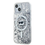 Karl Lagerfeld Liquid Glitter Choupette Head MagSafe case for iPhone 14 / 15 / 13 - transparent