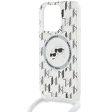 Karl Lagerfeld IML Crossbody Monogram Karl & Choupette Head MagSafe Case for iPhone 15 Pro - Transparent