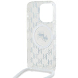 Karl Lagerfeld IML Crossbody Monogram Karl & Choupette Head MagSafe Case for iPhone 15 Pro - Transparent