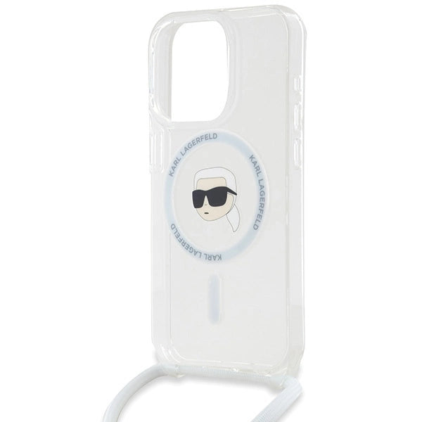 Karl Lagerfeld Crossbody IML Karl Head MagSafe case for iPhone 15 Pro - transparent