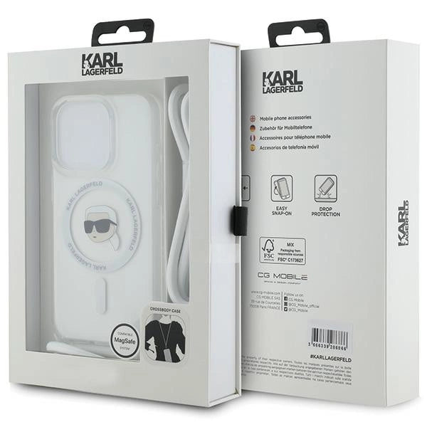Karl Lagerfeld Crossbody IML Karl Head MagSafe case for iPhone 15 Pro - transparent