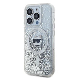 Karl Lagerfeld Liquid Glitter Choupette Head MagSafe case for iPhone 15 Pro - transparent