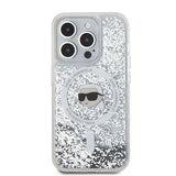 Karl Lagerfeld Liquid Glitter Karl Head MagSafe case for iPhone 15 Pro - transparent