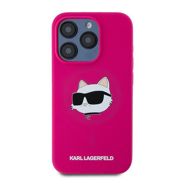 Karl Lagerfeld Silicone Choupette Head MagSafe case for iPhone 15 Pro - pink