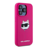 Karl Lagerfeld Silicone Choupette Head MagSafe case for iPhone 15 Pro - pink