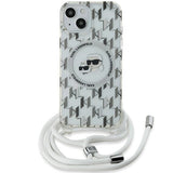 Karl Lagerfeld IML Crossbody Monogram Karl & Choupette Head MagSafe Case for iPhone 15 / 14 / 13 - Transparent