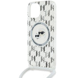 Karl Lagerfeld IML Crossbody Monogram Karl & Choupette Head MagSafe Case for iPhone 15 / 14 / 13 - Transparent