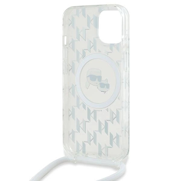 Karl Lagerfeld IML Crossbody Monogram Karl & Choupette Head MagSafe Case for iPhone 15 / 14 / 13 - Transparent