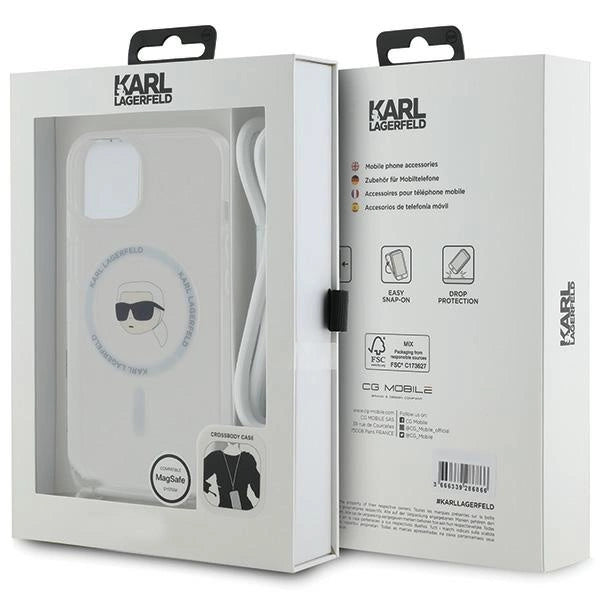 Karl Lagerfeld Crossbody IML Karl Head MagSafe case for iPhone 15 / 14 / 13 - transparent
