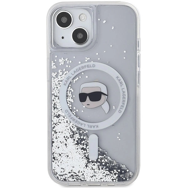 Karl Lagerfeld Liquid Glitter Karl Head MagSafe case for iPhone 15 / 14 / 13 - transparent
