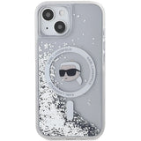 Karl Lagerfeld Liquid Glitter Karl Head MagSafe case for iPhone 15 / 14 / 13 - transparent